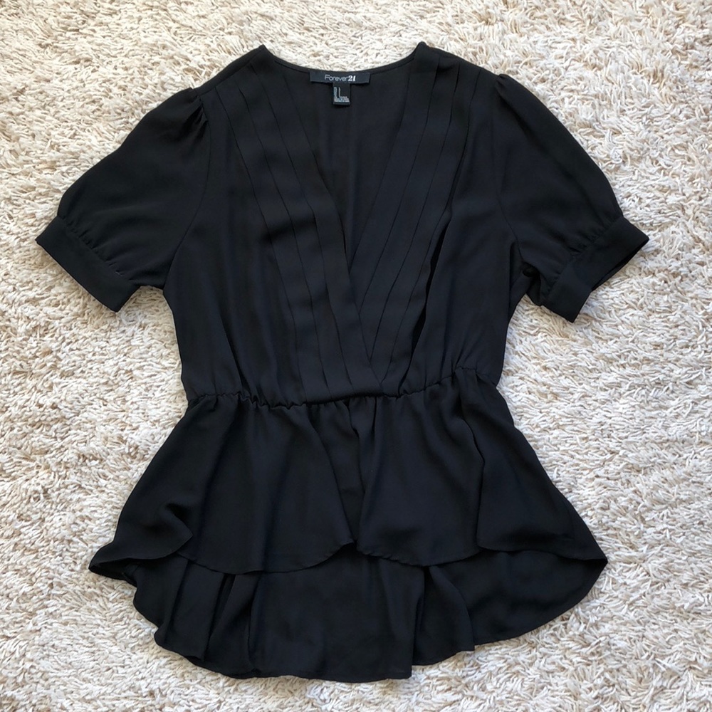 Forever 21 Black Blouse Hi Lo Hem